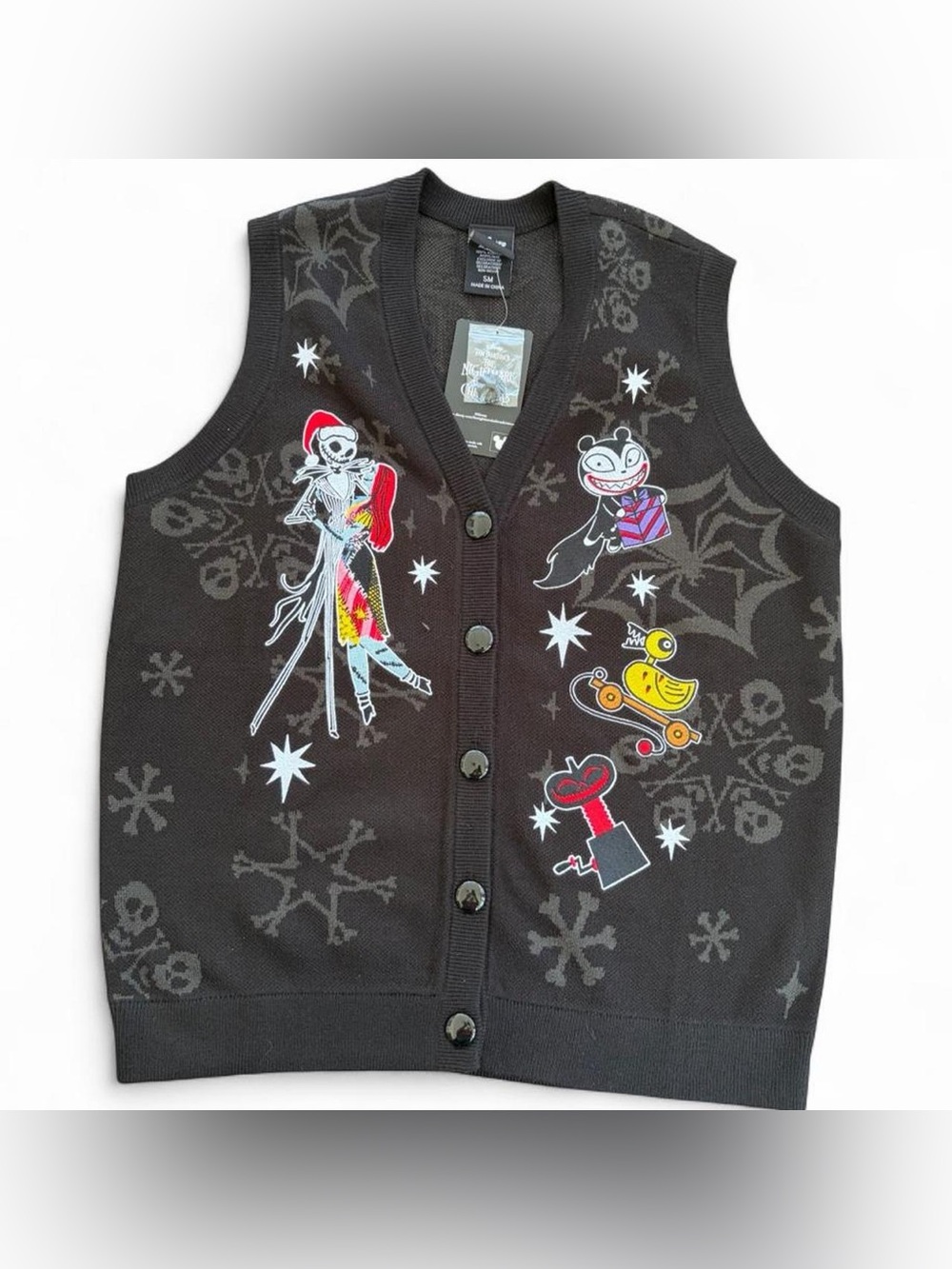 Disney Black Sleeveless Vest with Colorful Nightmare Before Christmas Characters
